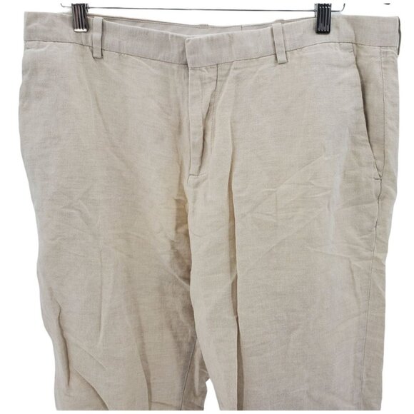 Perry Ellis 36x29 Portfolio Trouser Linen Pants Lightweight Mens Slacks Cream - Picture 6 of 14